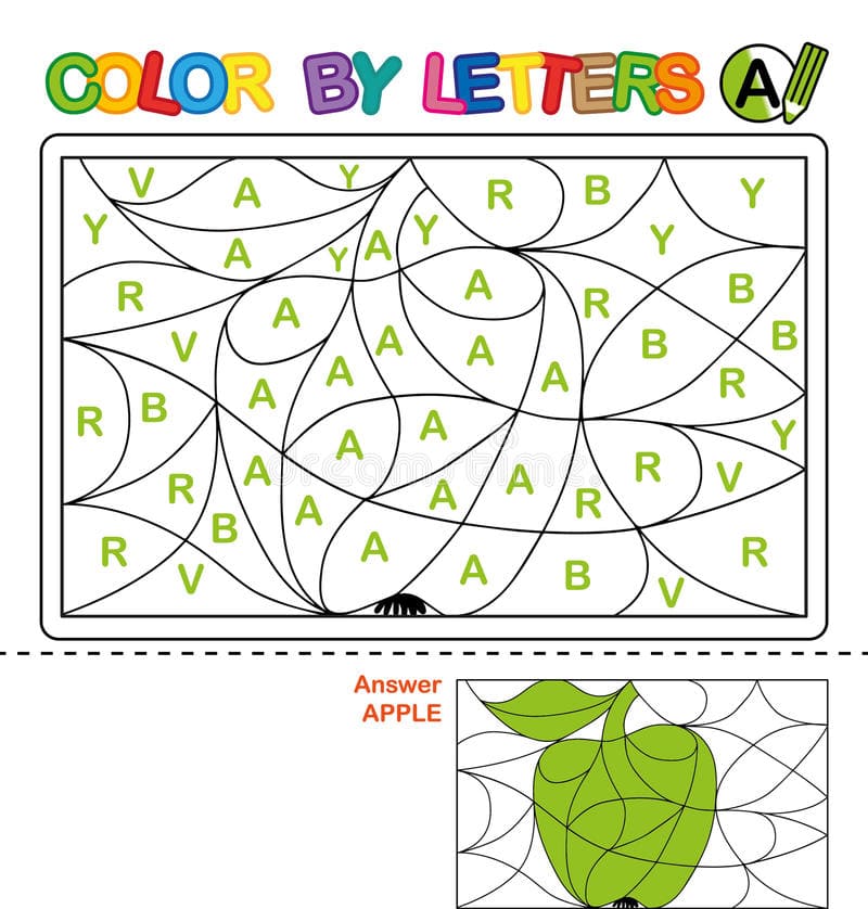 Color Puzzle Children Apple Coloring Book Kids Learn
