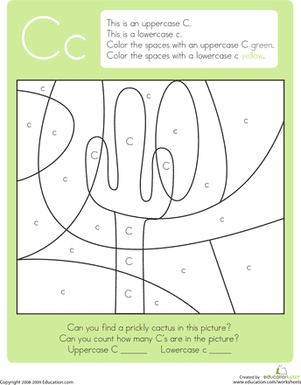 Color by Letter Capital and Lowercase C Coloring Page