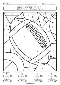 Color by Number Football Coloring Page
