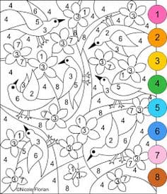 Color by Number picture Printable Coloring Page