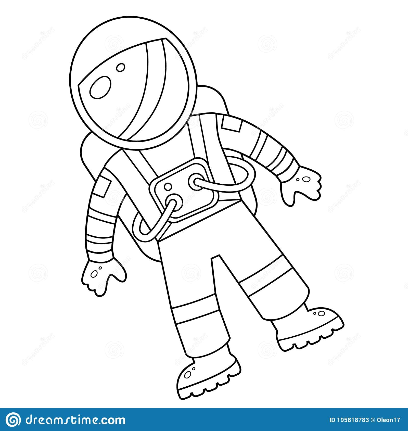 Coloring Page Outline Of a cartoon astronaut in spacesuit