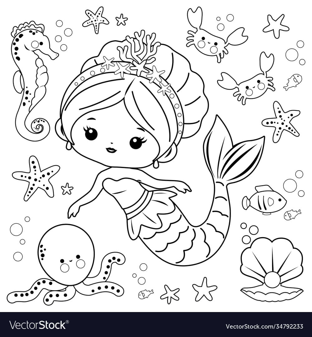 Coloring book page cute baby dragon swims vector image to Print Coloring Page