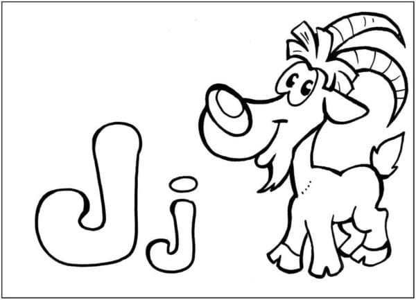 Coloring page with English letter J