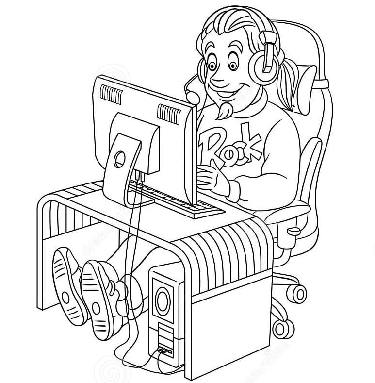 Coloring page with computer programmer