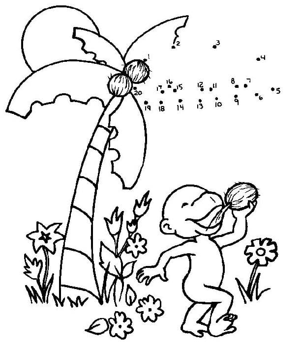 Connect The Dots Monkey Coloring Page