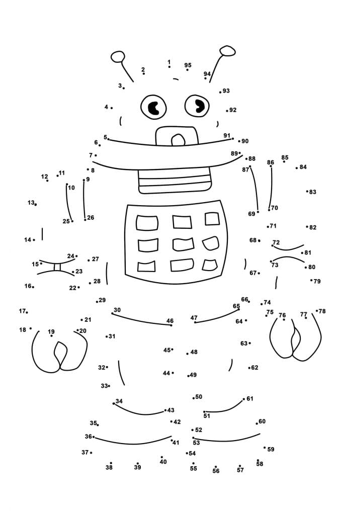 Connect the Dot Robot Coloring Page
