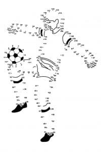 Connect the dots player soccer plays with ball Coloring Page