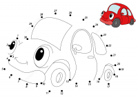 Connect the dots red car 1 to 30 Coloring Page