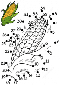 Corn Connect the dots easy game for kids Coloring Page