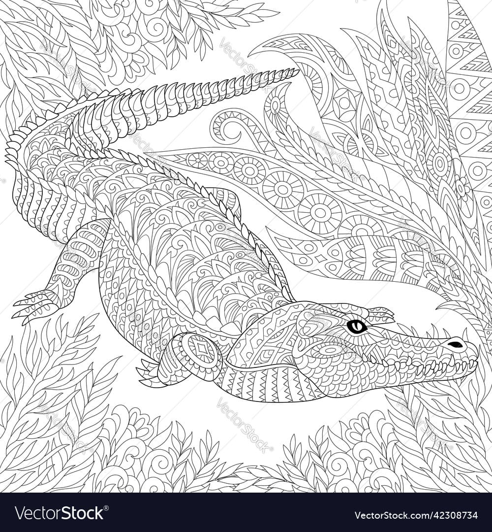 Crocodile Cartoon To Print Coloring Page