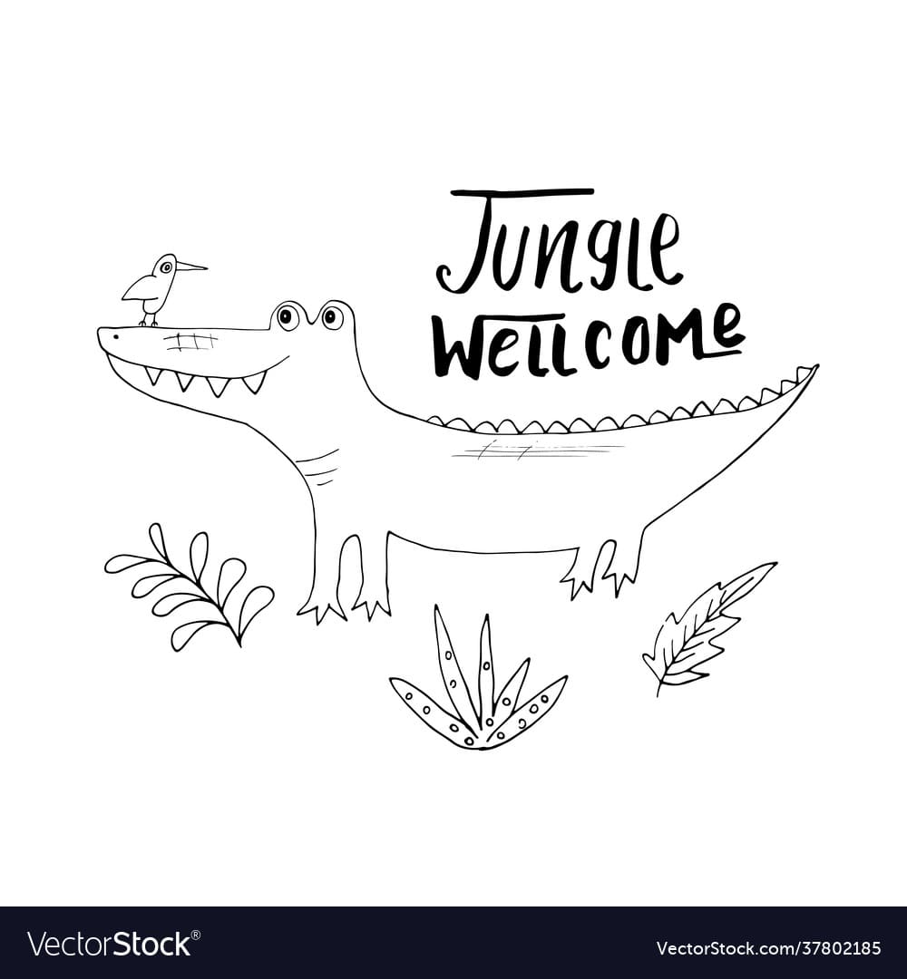 Crocodile Cute Free Printable Coloring Page