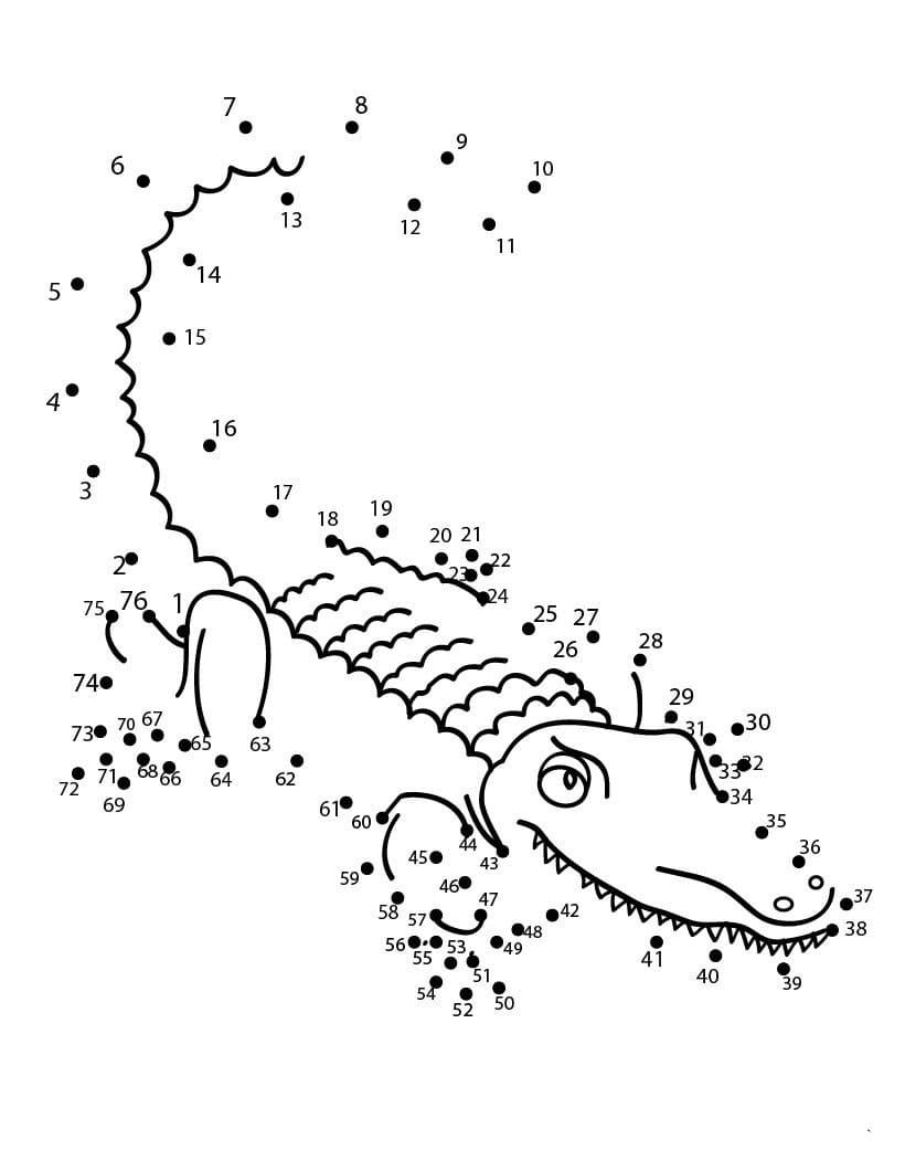 Рисование по точкам крокодил