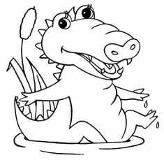 Crocodile For Kids Baby Coloring Page
