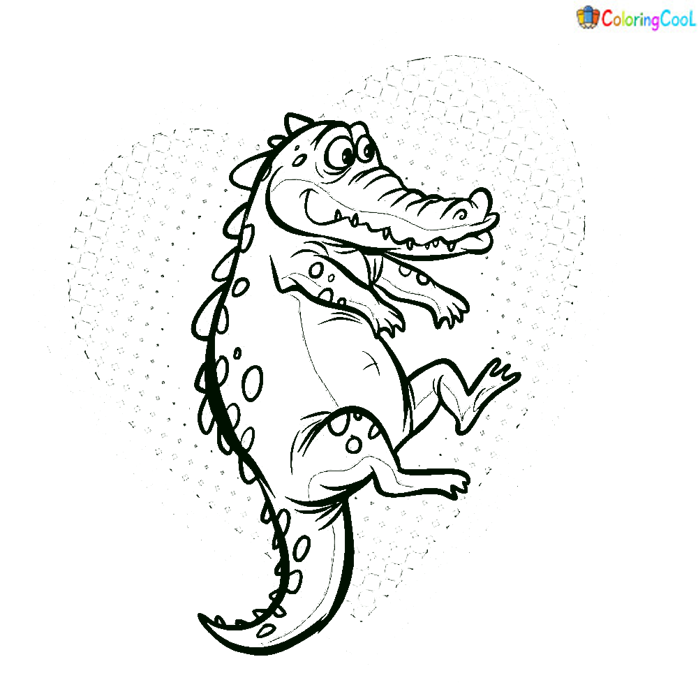 Crocodile character cute heart love vector image Coloring Page