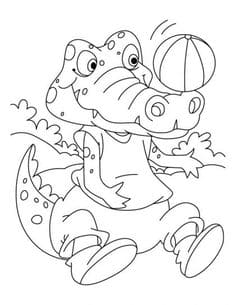 Crocodile Coloring And Football Coloring Page