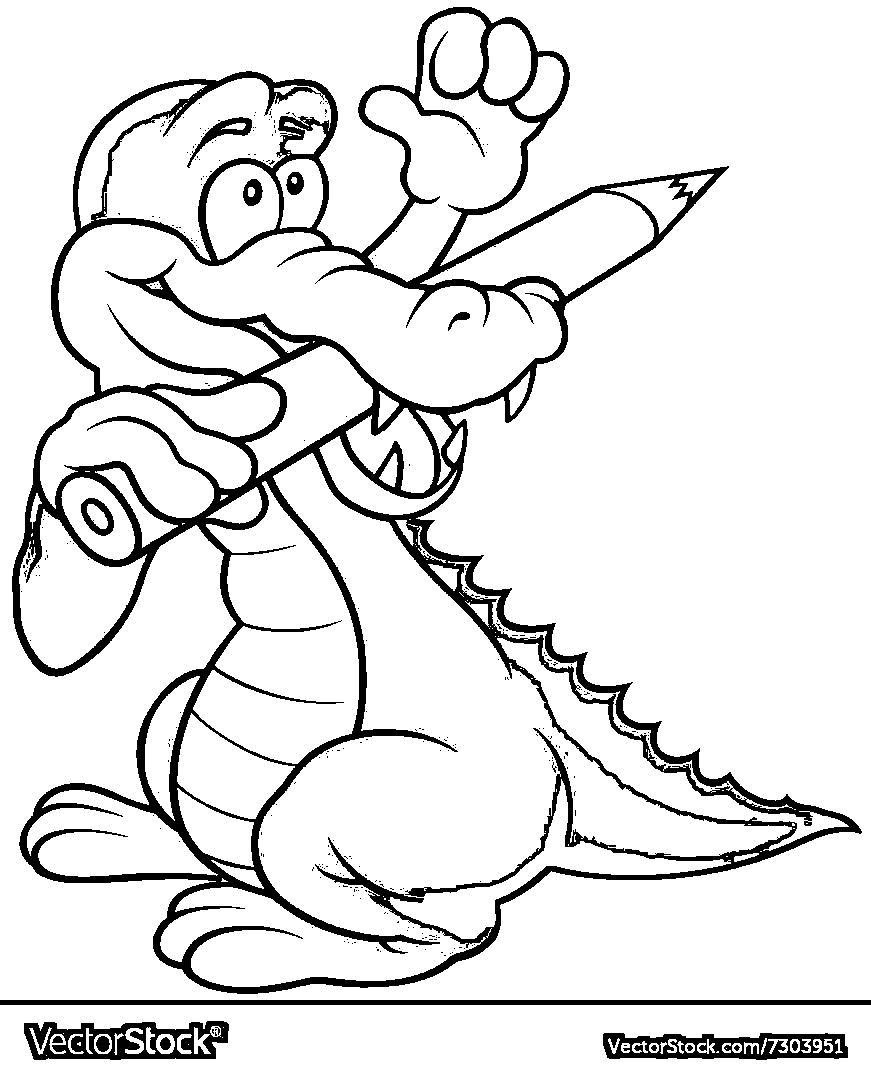 Crocodile painter vector image Coloring Page