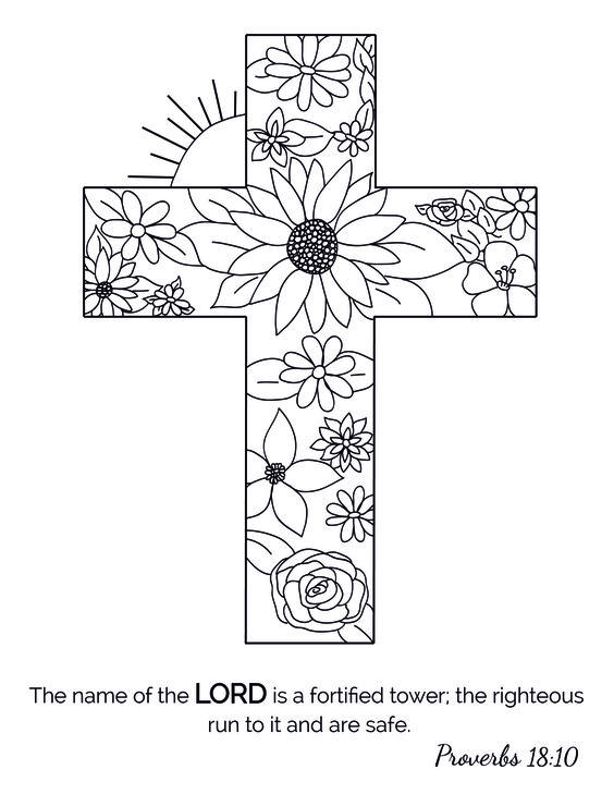 Cross With Flowers To Print