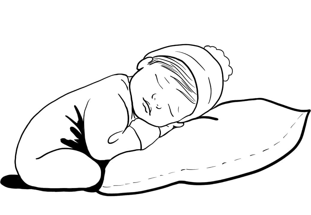 Cute Baby Sleeping Coloring Page