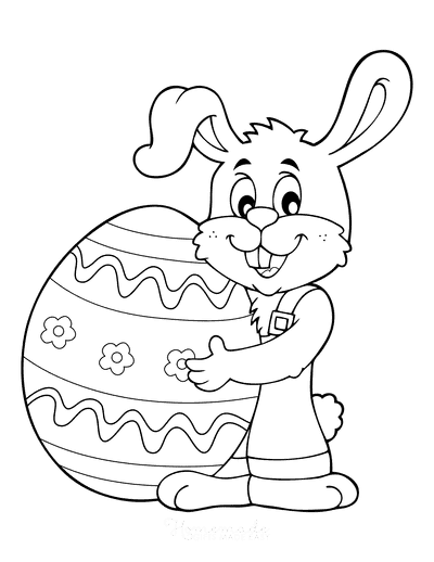 Cute Cartoon Bunny with Easter Egg Coloring Page