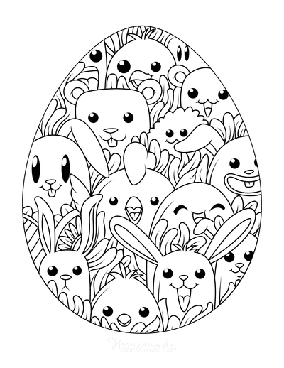 Cute Spring Animals Easter To Print Coloring Page