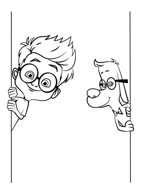 Cute free Mr Peabody & Sherman coloring page to download