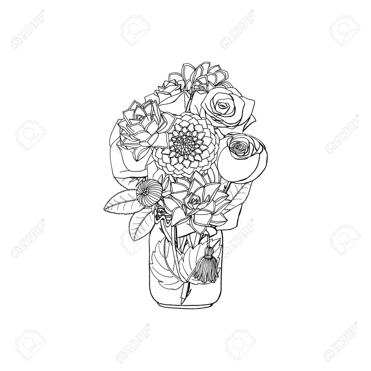 Dahlia Print For Kids Coloring Page
