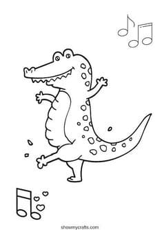 Dancing Crocodile Coloring Coloring Page