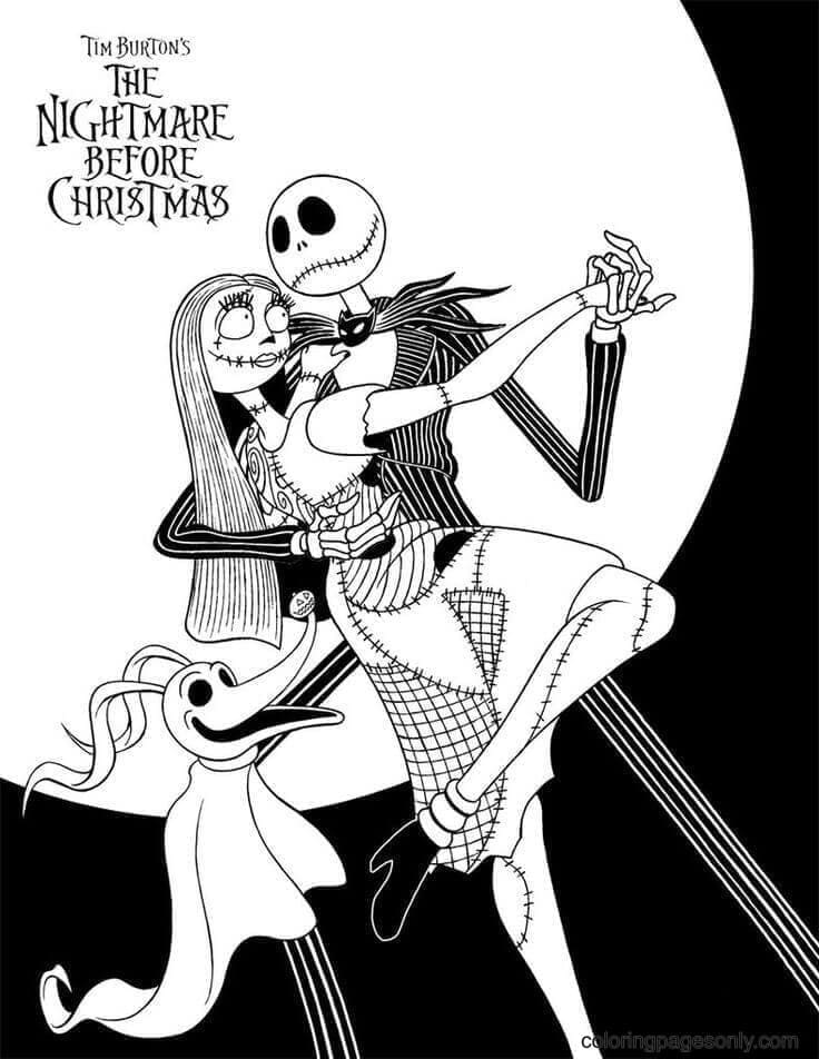 Dancing Jack And Sally Coloring Page