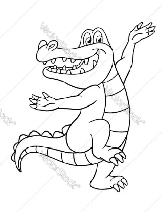 Dancing crocodile cartoon character coloring book vector image Coloring Page