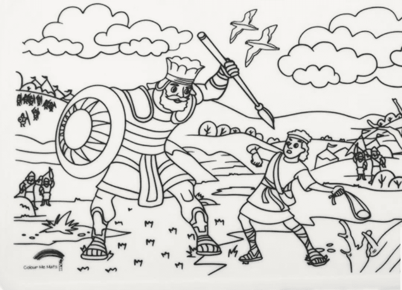 David and Goliath For Kids Free Coloring Page