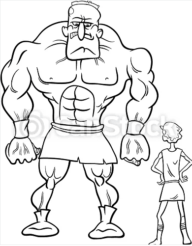 David and Goliath Free For Kids Coloring Page