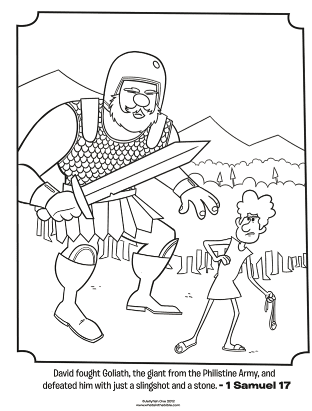 David and Goliath Free Image Coloring Page