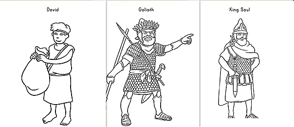 David and Goliath Image For Children Coloring Page