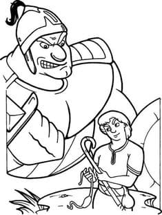 David and Goliath Picture To Print Coloring Page
