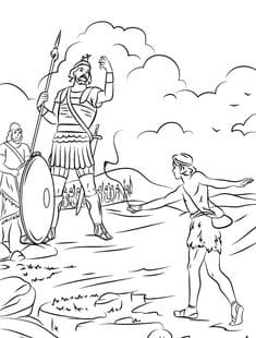 David and Goliath Printable Coloring Page