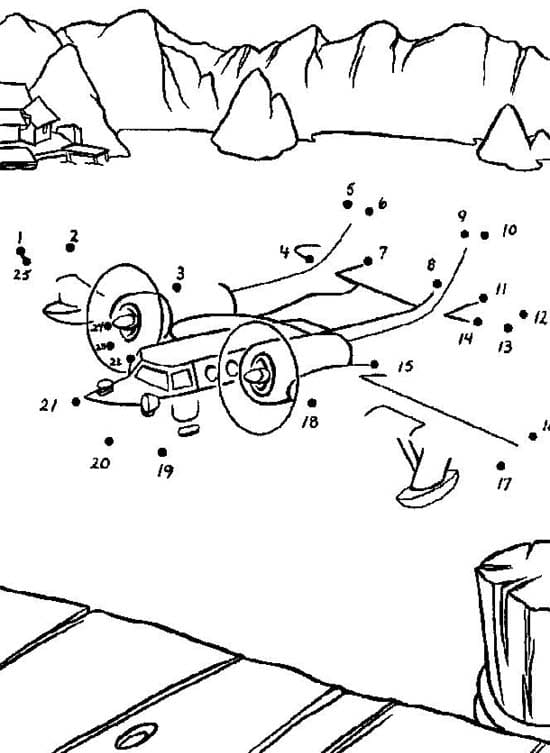 Dot To Dot Airplane Coloring Page