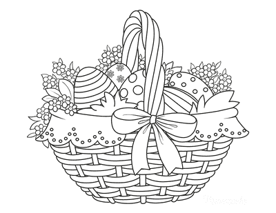 Easter Basket with Eggs Coloring Sheet Coloring Page