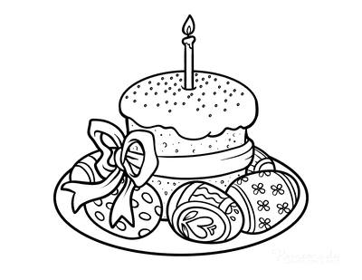Easter Cake Picture to Color Coloring Page