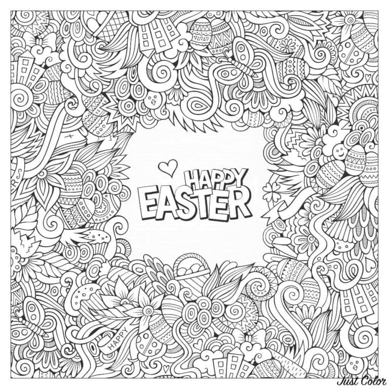 Easter Doodle Coloring Page