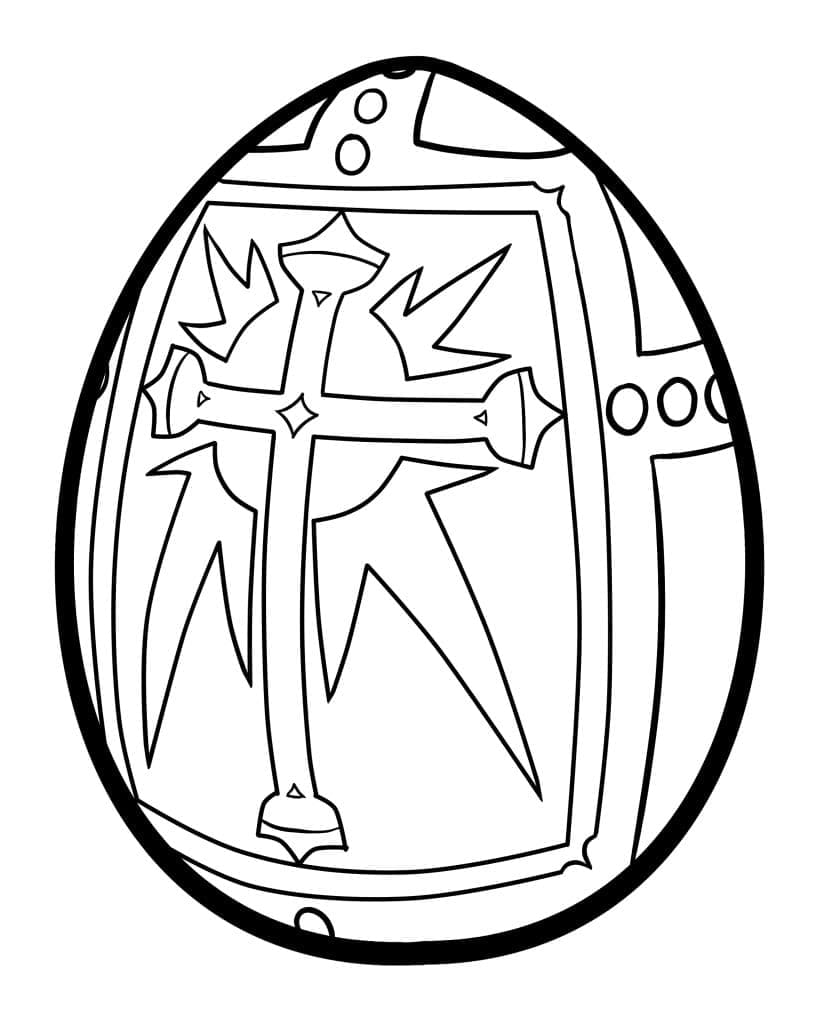 Easter Egg With Cross Coloring Page Coloring Page