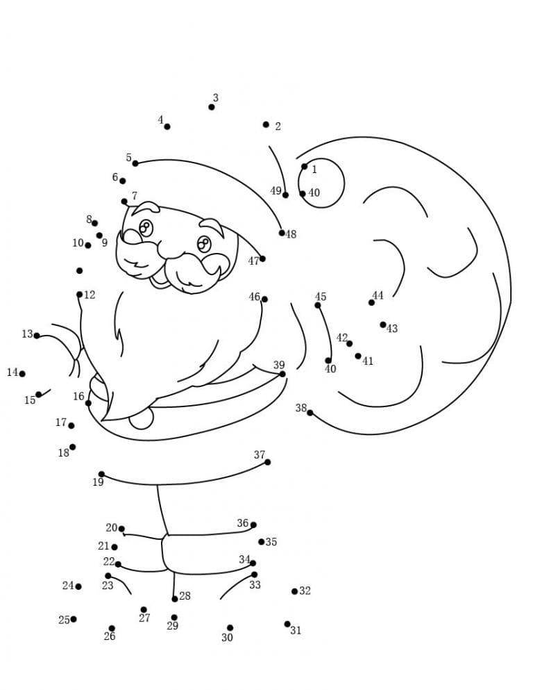Easy Christmas Connect the Dot Puzzle Coloring Page