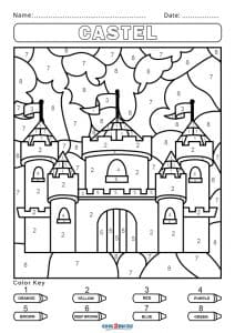 Easy Printable Color by Number Coloring Page