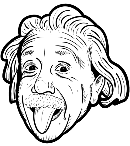 Einstein Sticking Free Coloring Page