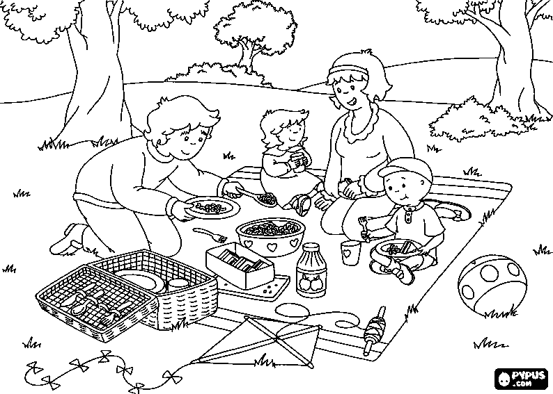 Family Picnic Coloring