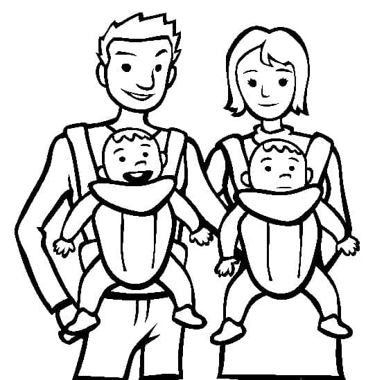 Family and Babies Coloring Page