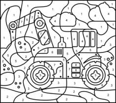 Fire Truck Color by Number Coloring Page
