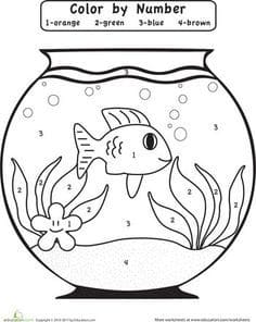 Fish Color By Number Coloring Page