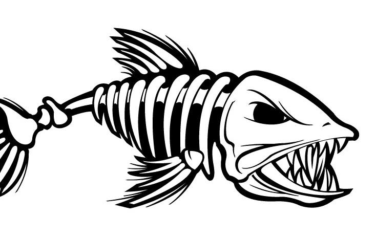 Fish skeleton coloring page