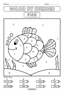 Fishs Color by Number Coloring Page