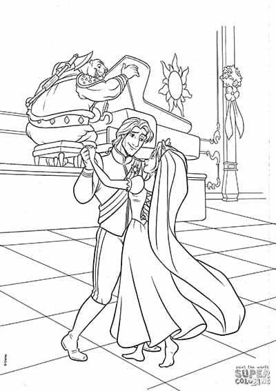 Flynn And Rapunzel Wedding Dance Coloring Page